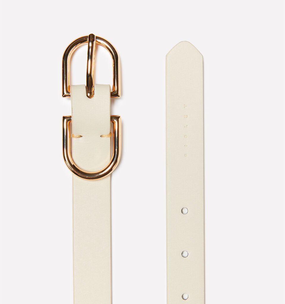 Cream white belt with gold buckle - women's belts - Creamy White | Sisley image number 2